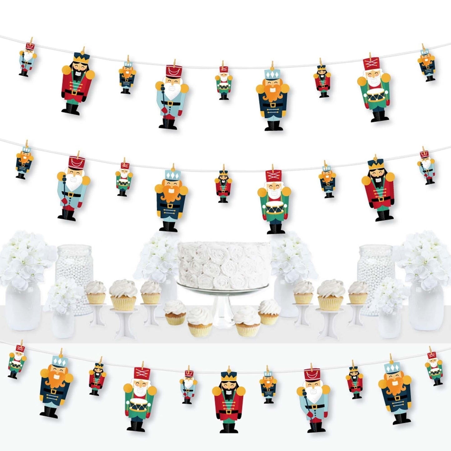 Christmas Nutcracker - Holiday Party DIY Decorations - Clothespin Garland Banner - 44 Pieces