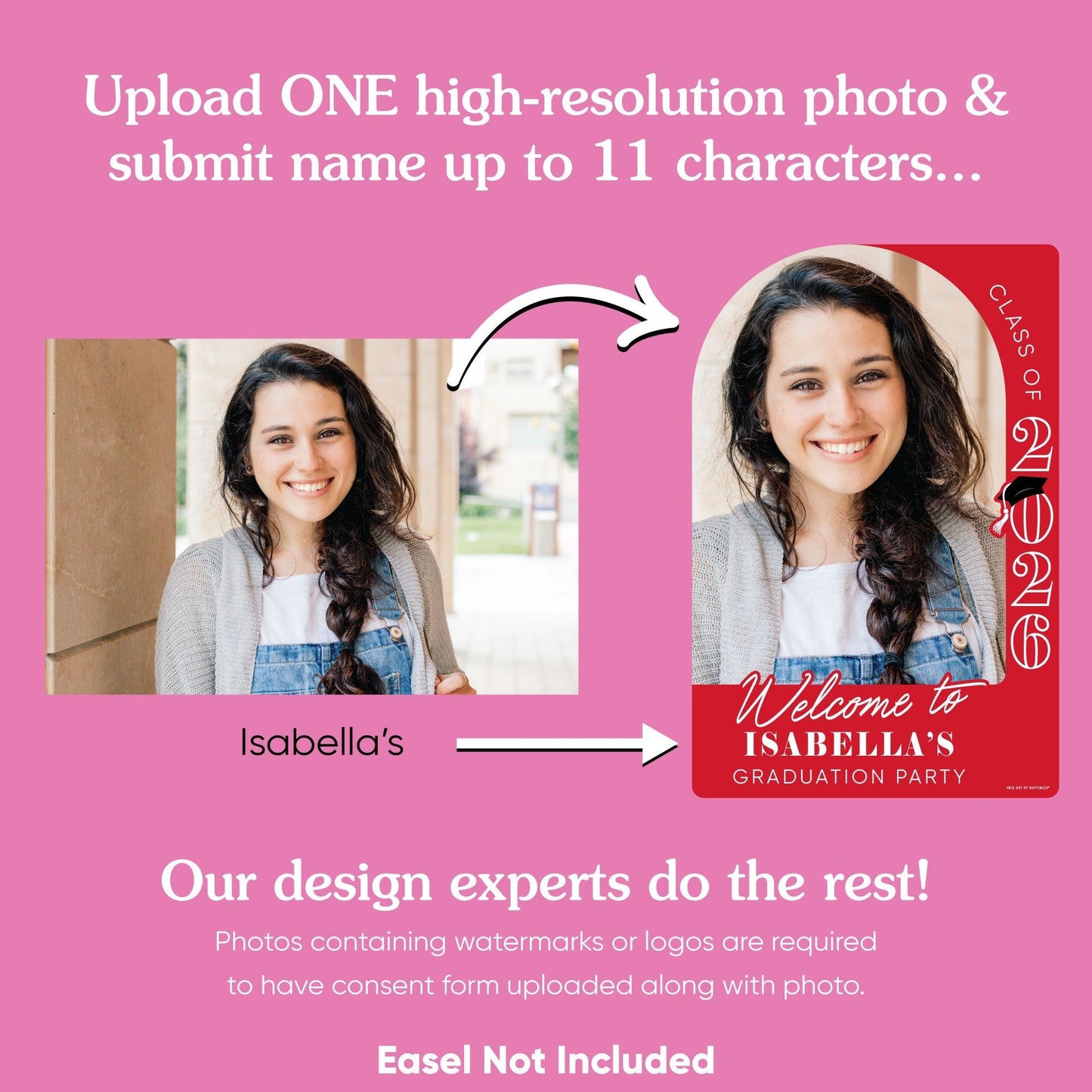 Custom Photo Grad Welcome Sign Red