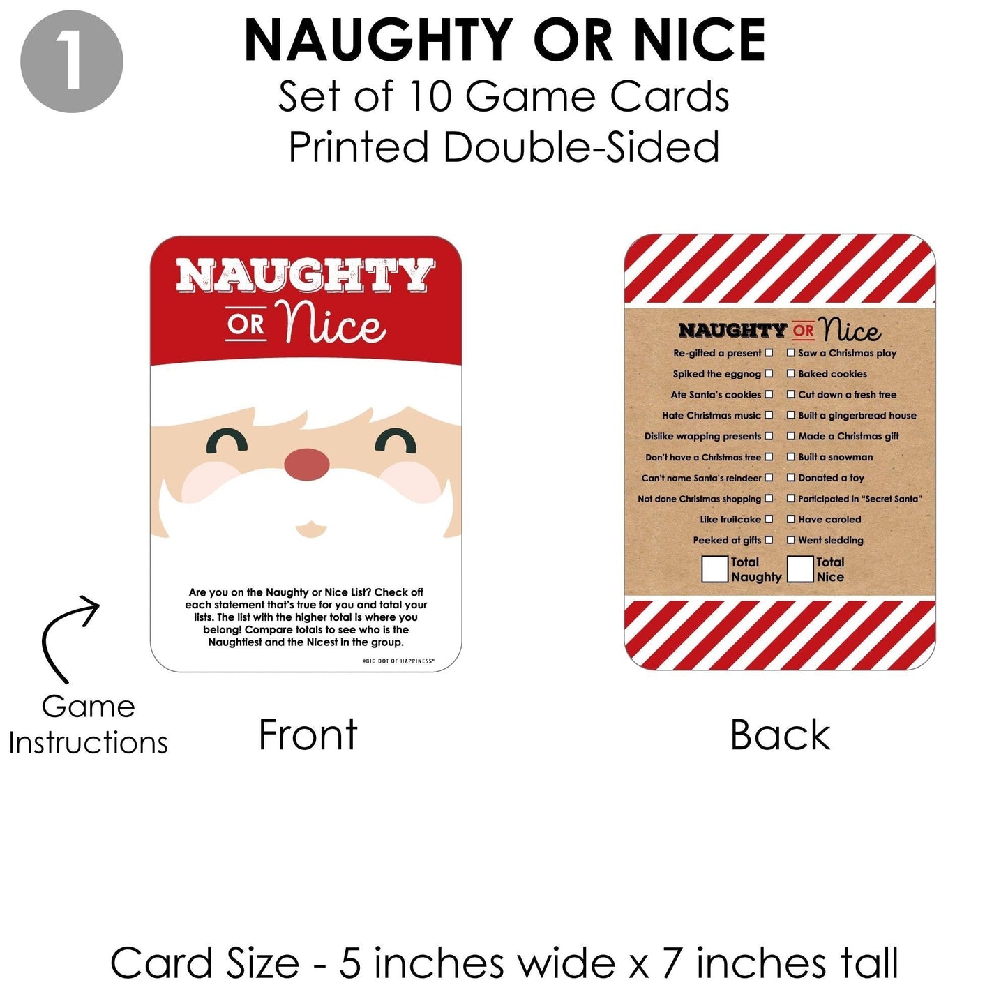 Jolly Santa Claus - 4 Christmas Party Games - 10 Cards Each - Naughty or Nice, Drink If, Mingle All the Way, What's Your Elf Name - Gamerific Bundle