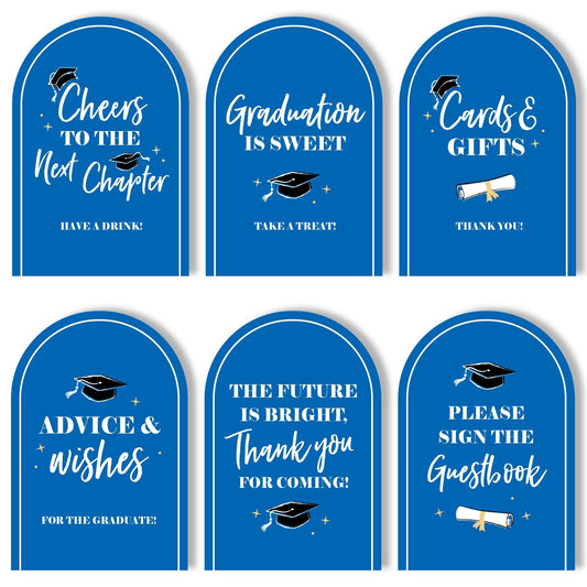Blue Graduation Party Signs Set - 6 Ct