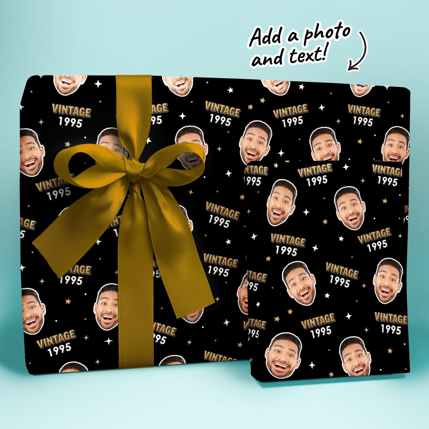 Custom Face Vintage Birthday Wrapping Paper
