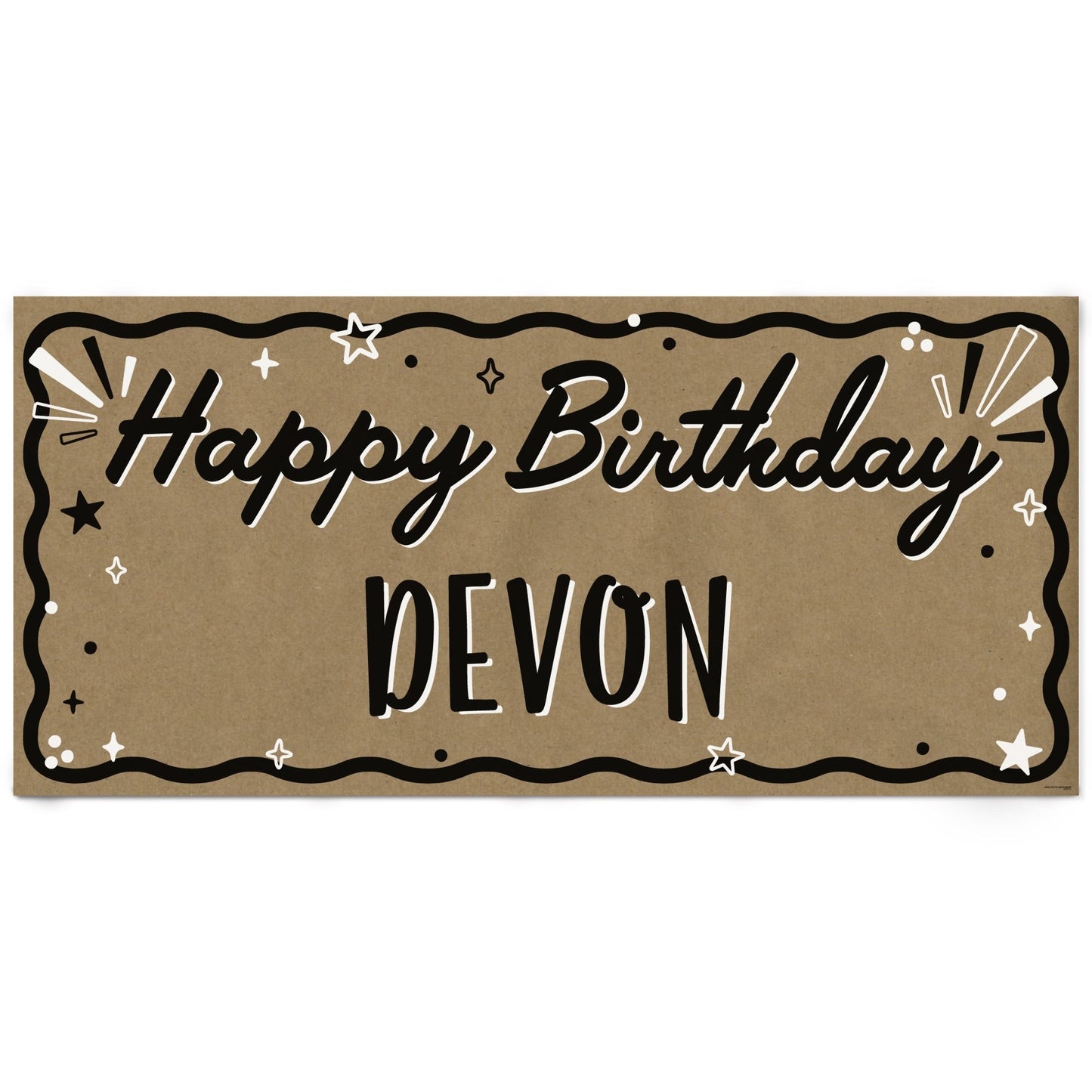 Custom Text Happy Birthday Kraft Banner
