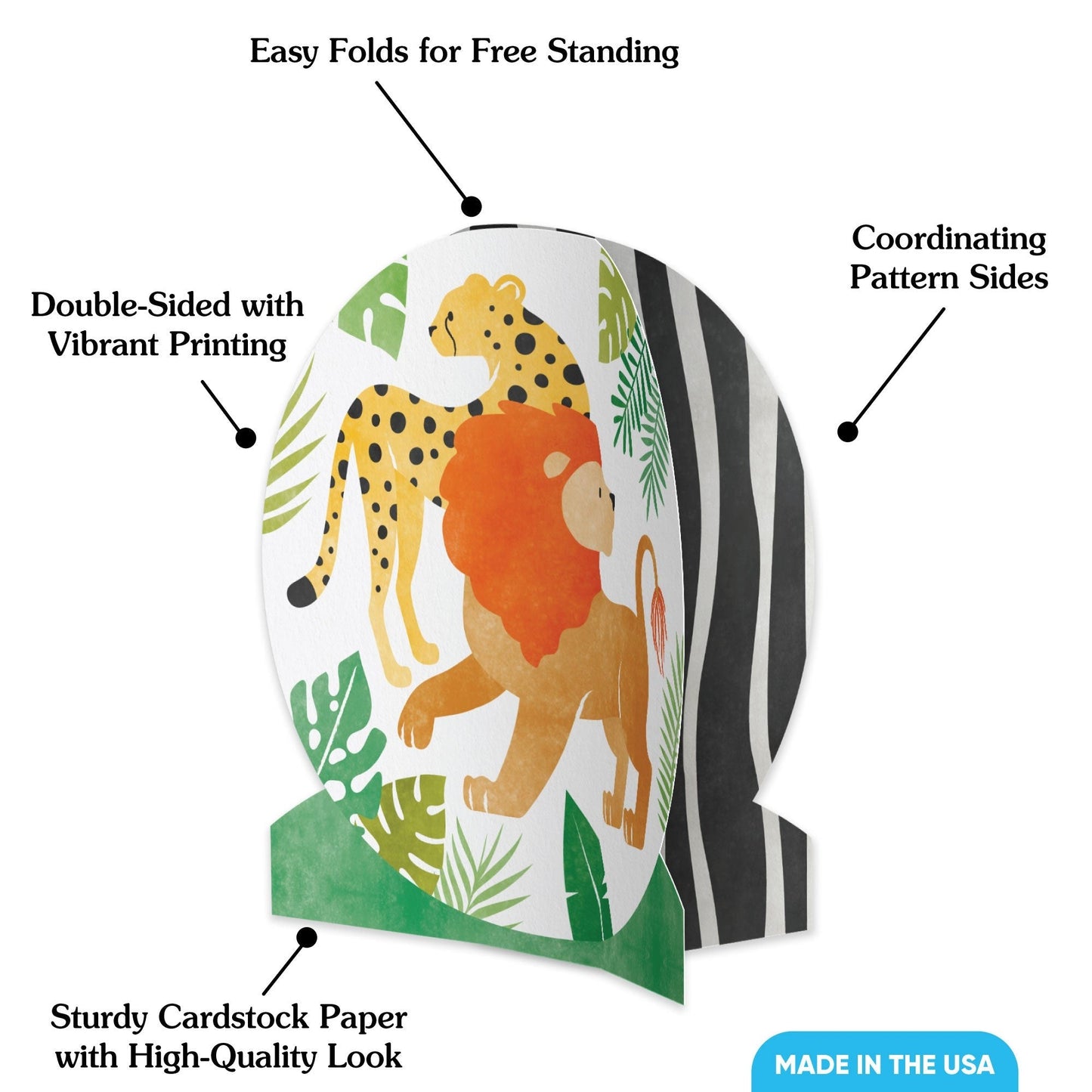 Safari Animals 3D Centerpieces - 8 Ct