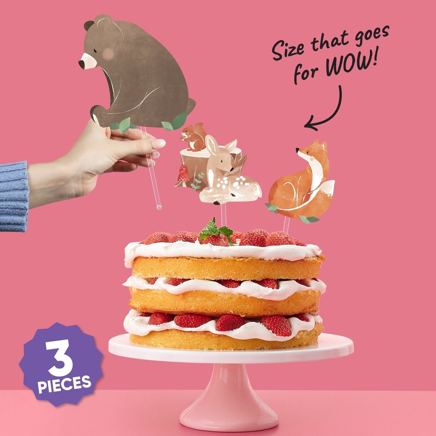 Woodland Animals Cake Topper - 3 Pc