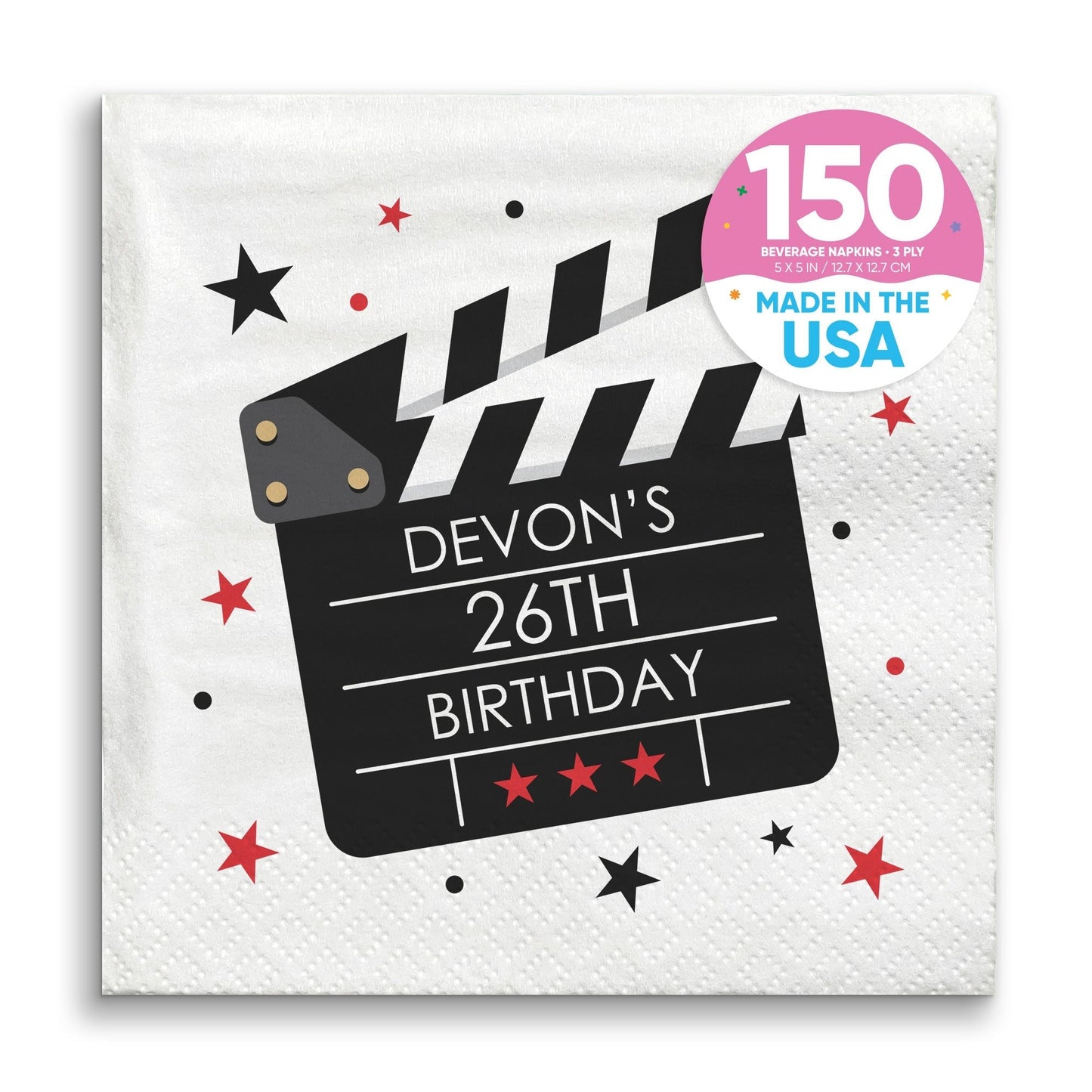 Custom Text Napkins - Movie Night