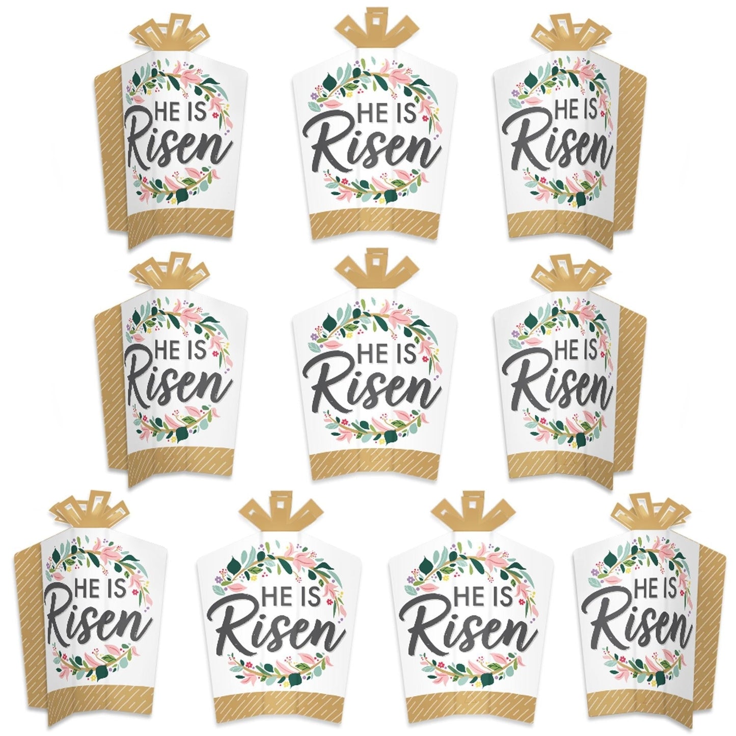 Religious Easter - Table Decorations - Christian Holiday Party Fold and Flare Centerpieces - 10 Count