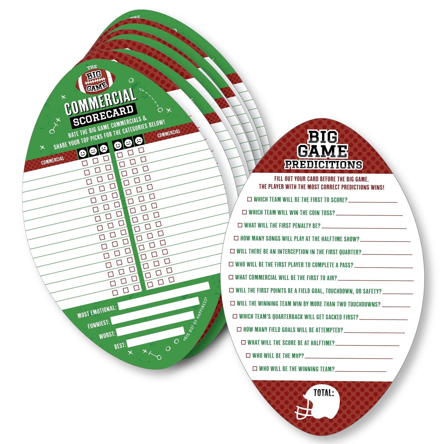 The Big Game - 2-in-1 Football Party Cards - Activity Duo Games - Set of 20
