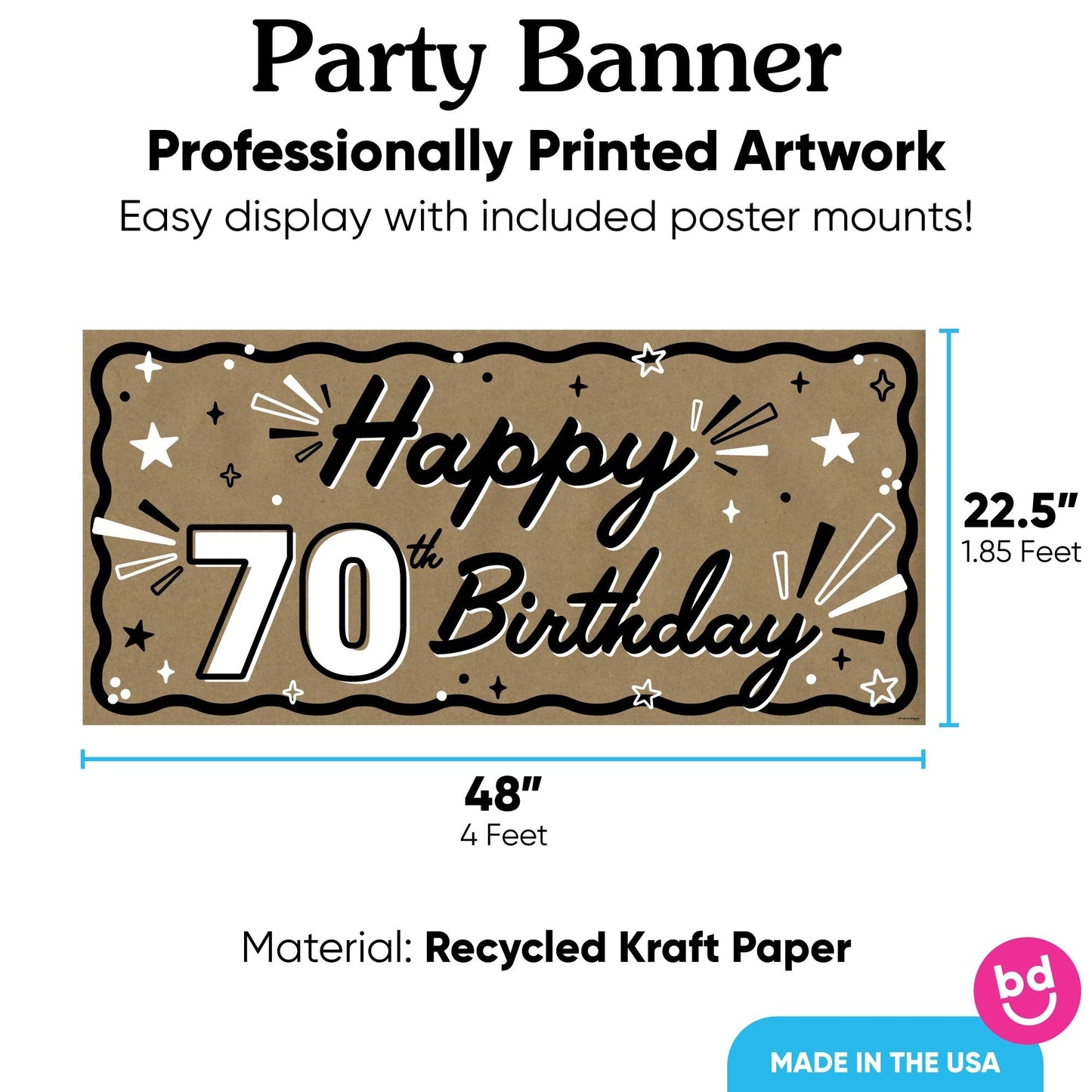 70th Birthday Kraft Banner