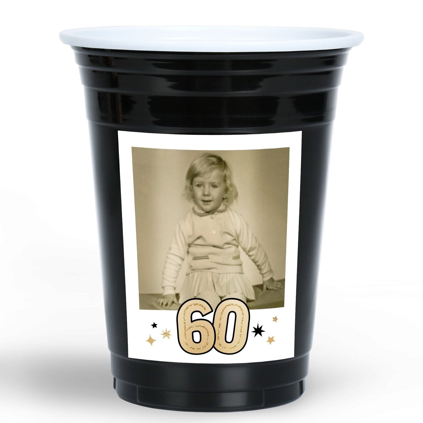 Custom Photo Party Cups - 60th Birthday - 16 Ct