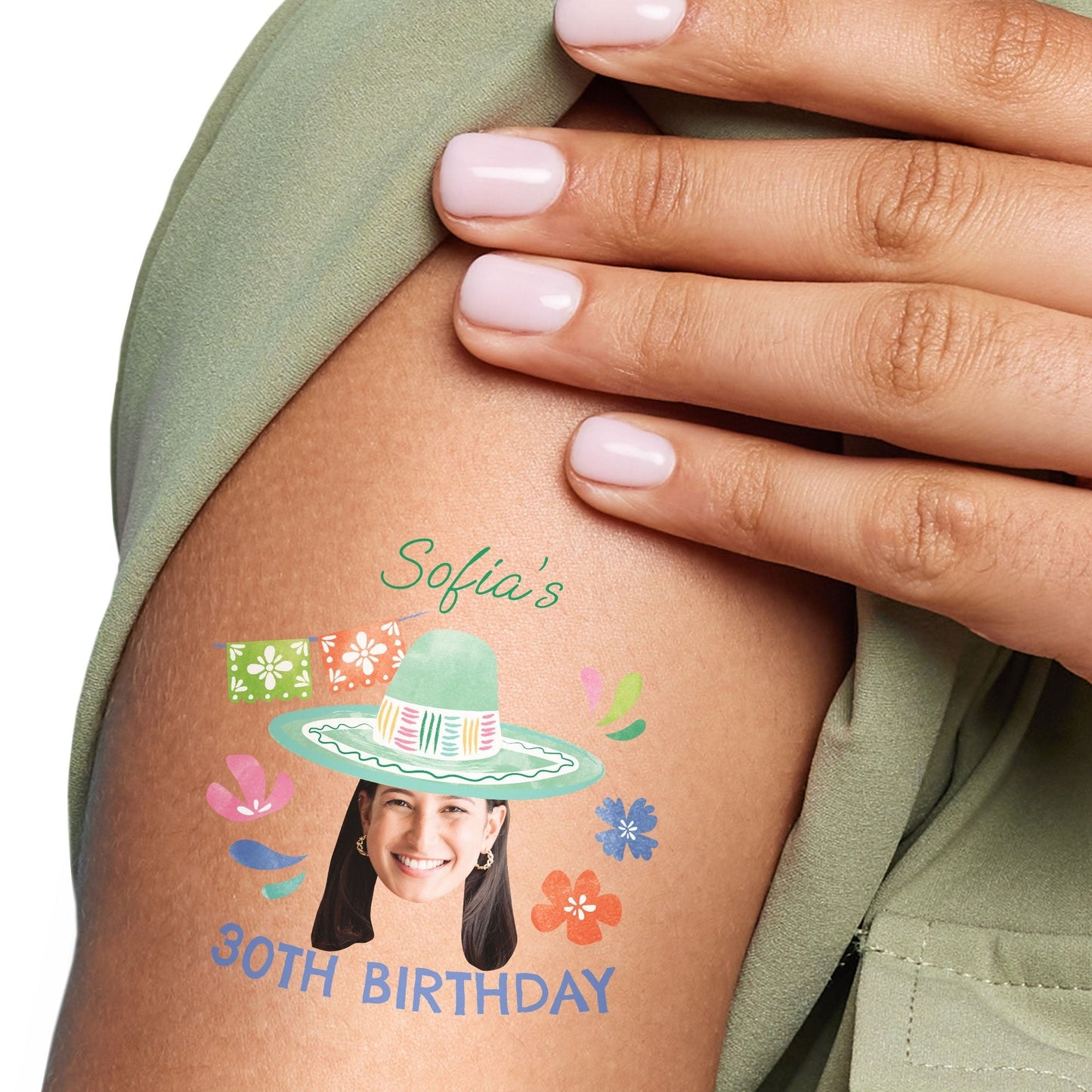 Custom Face Fiesta Temporary Tattoos - 12 Ct