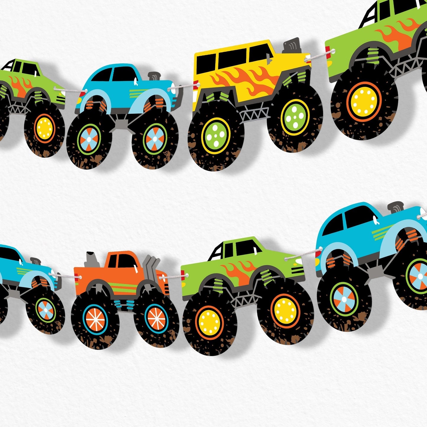 Monster Truck Garland Banner - 15 Pc