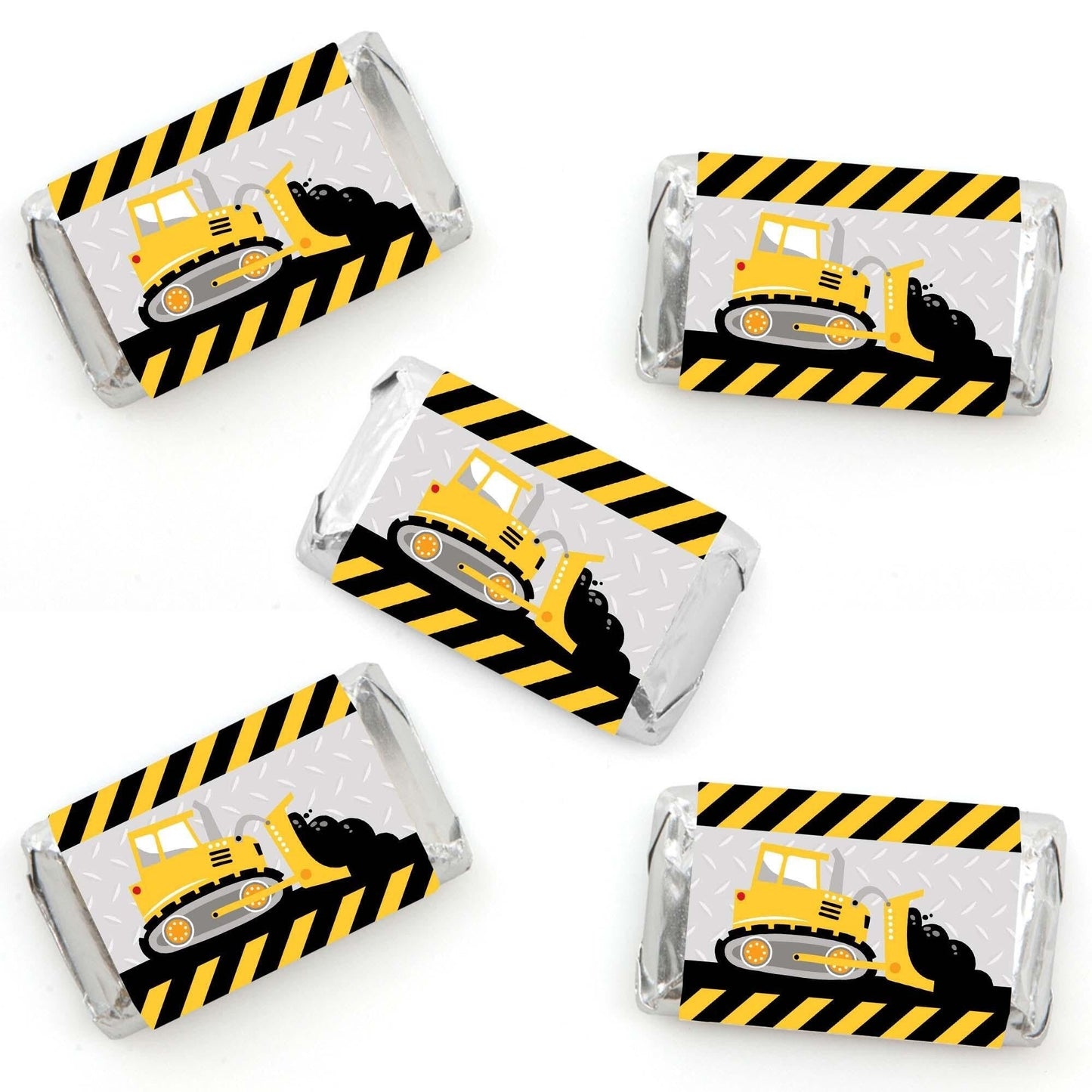 Dig It - Construction Party Zone - Mini Candy Bar Wrapper Stickers - Baby Shower or Birthday Party Small Favors - 40 Count