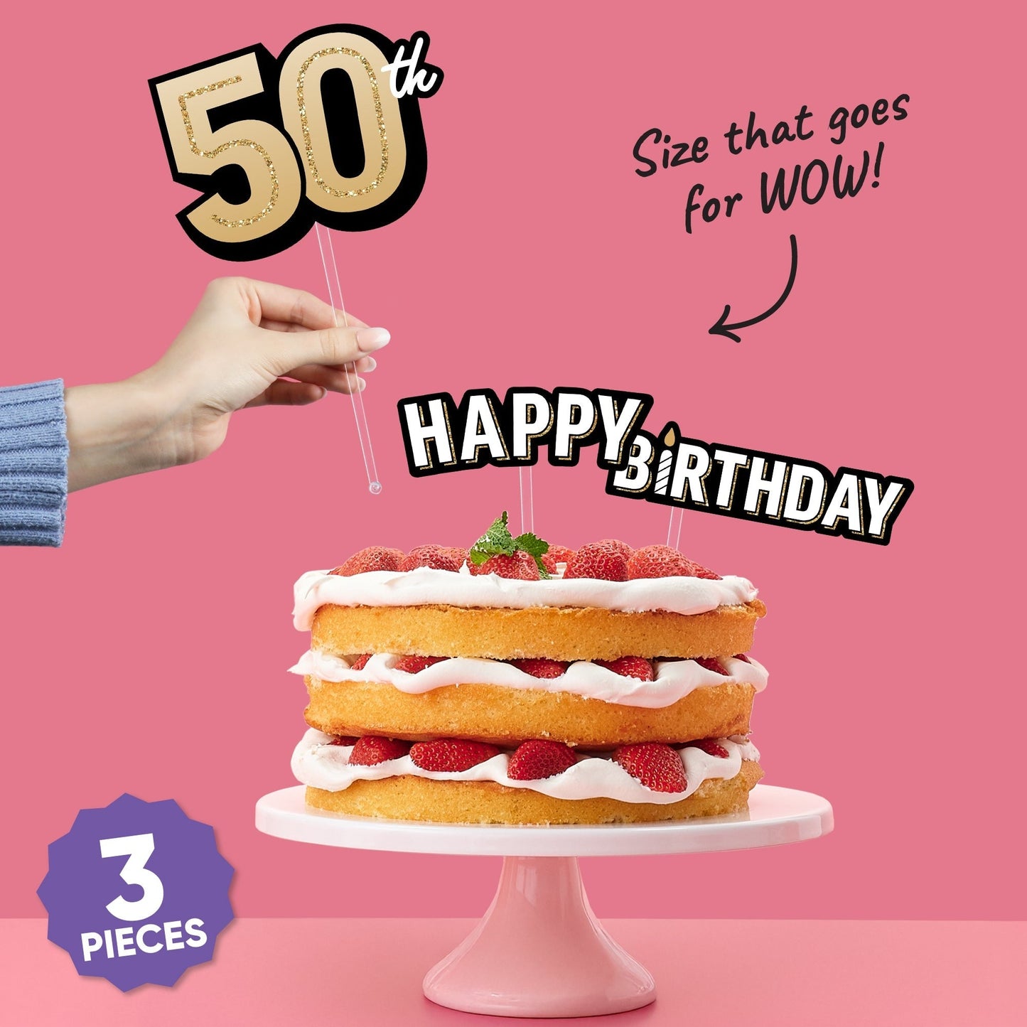 50th Birthday Cake Topper - 3 Pc