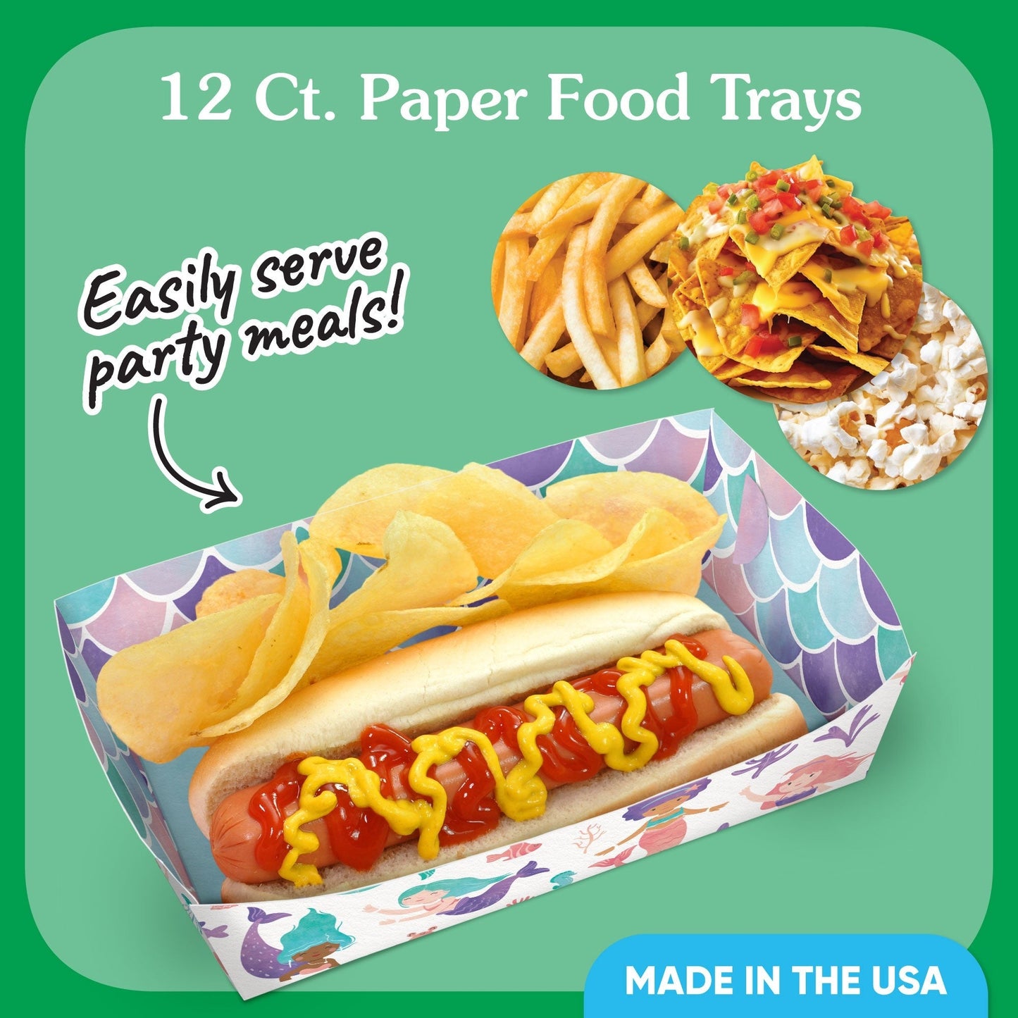 Mermaid Birthday Party Paper Food Trays