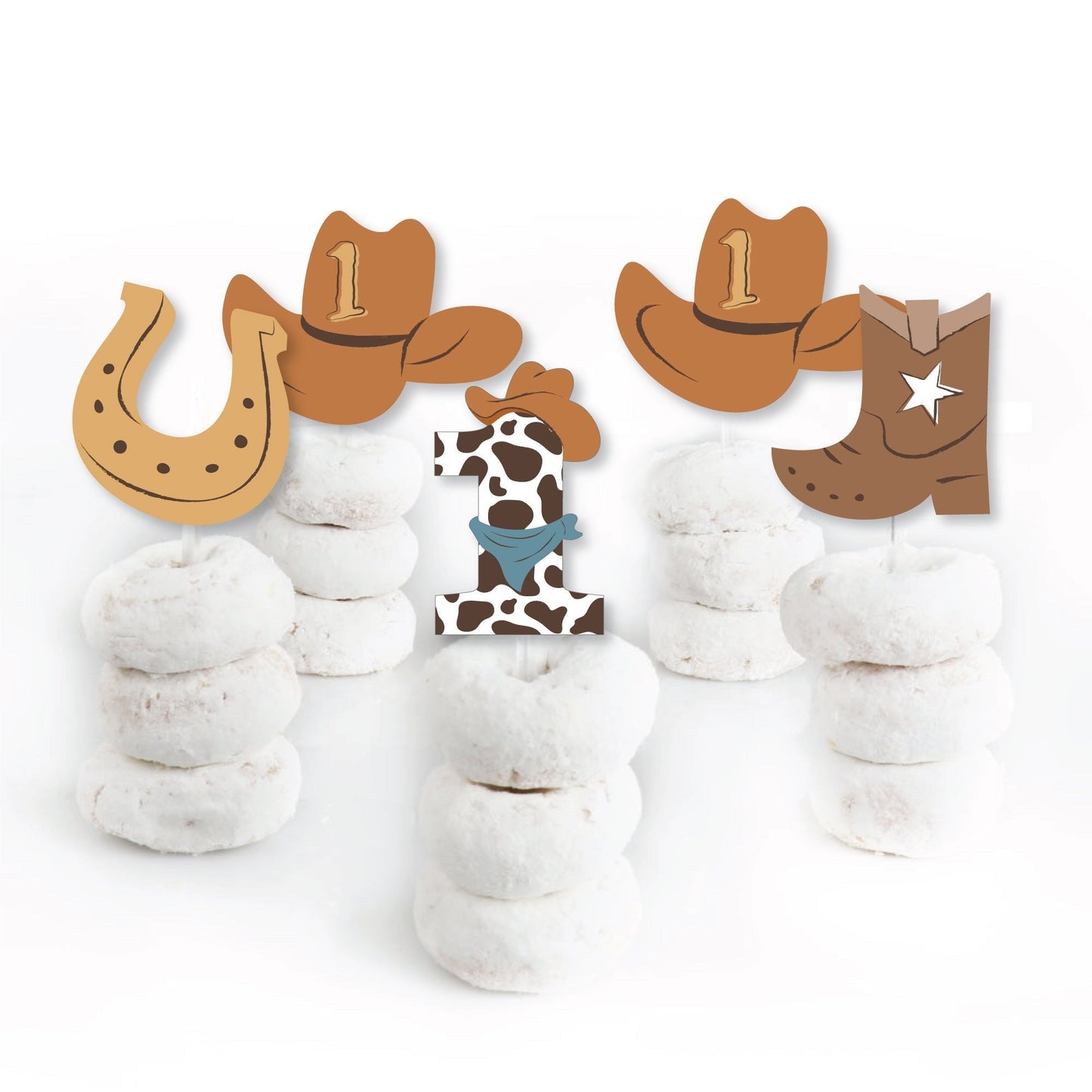 My First Rodeo - Dessert Cupcake Toppers - Little Cowboy 1st Birthday Party Clear Treat Picks - Set of 24
