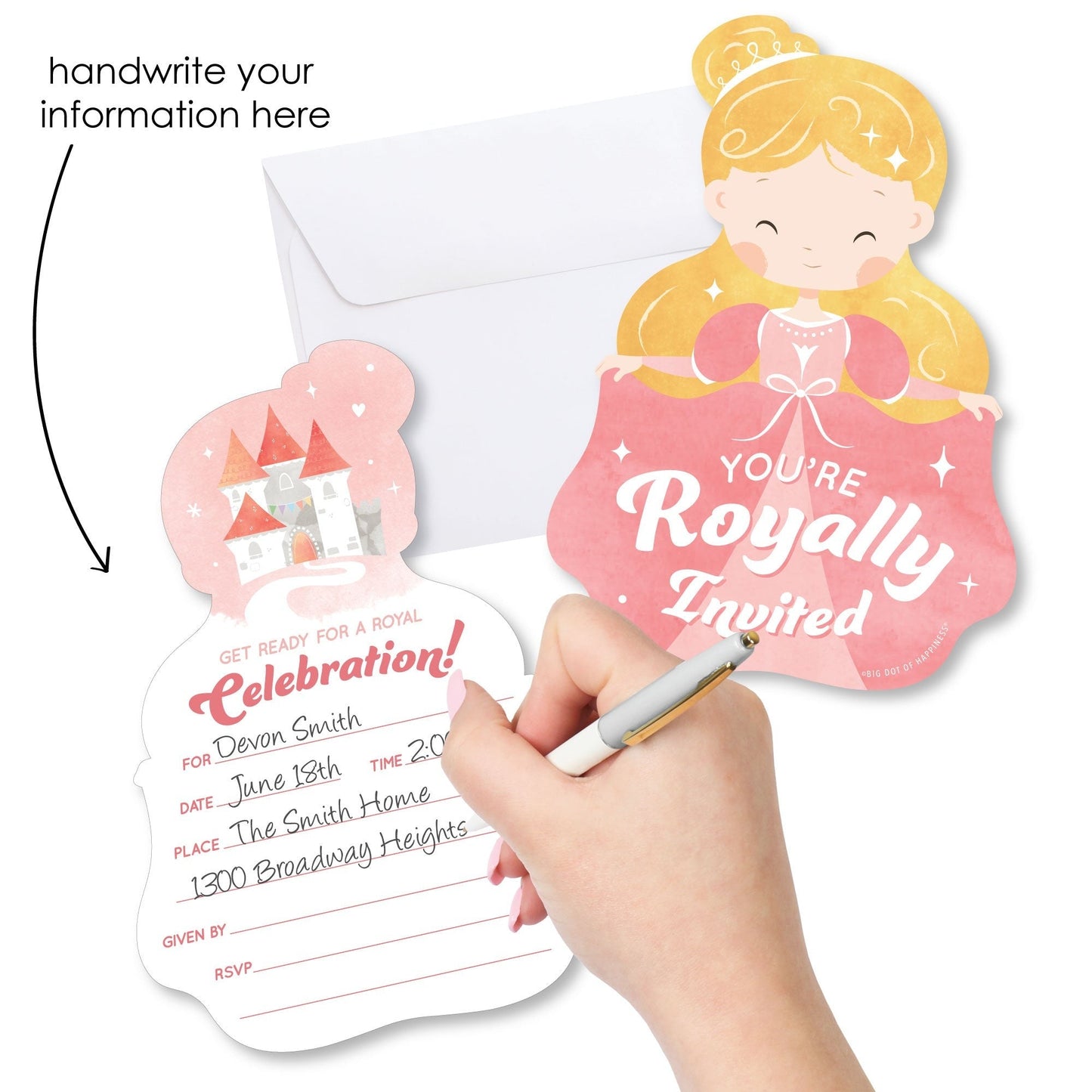 Princess Shaped Fill-In Invitations - 12 Ct