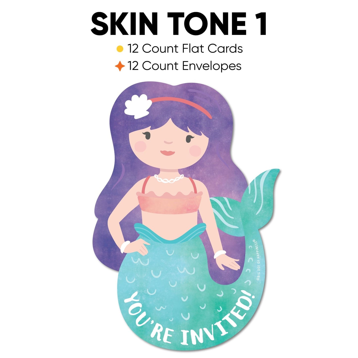 Mermaid Shaped Fill-In Invitations - 12 Ct