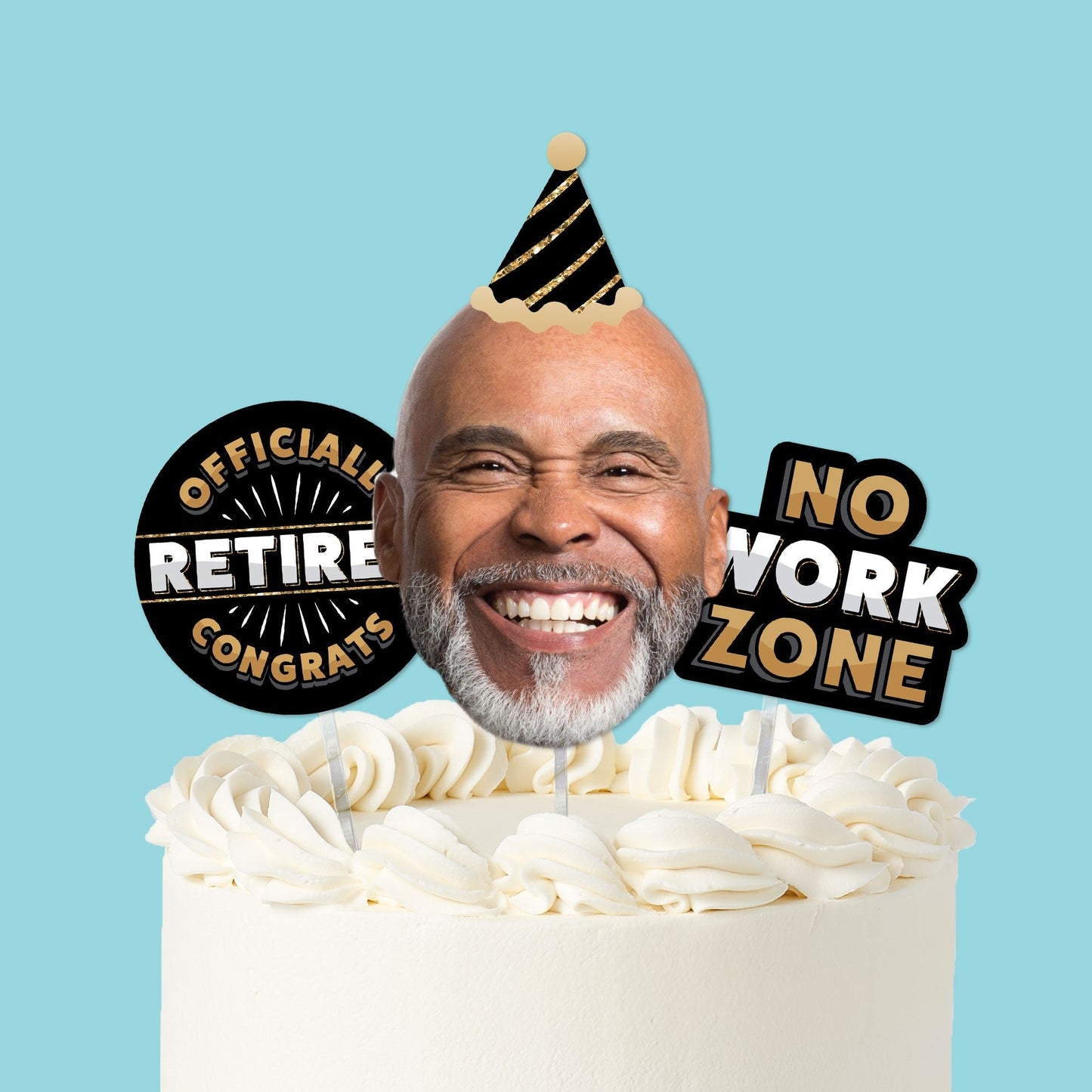 Custom Photo Retirement Cake Topper - 3 Pc