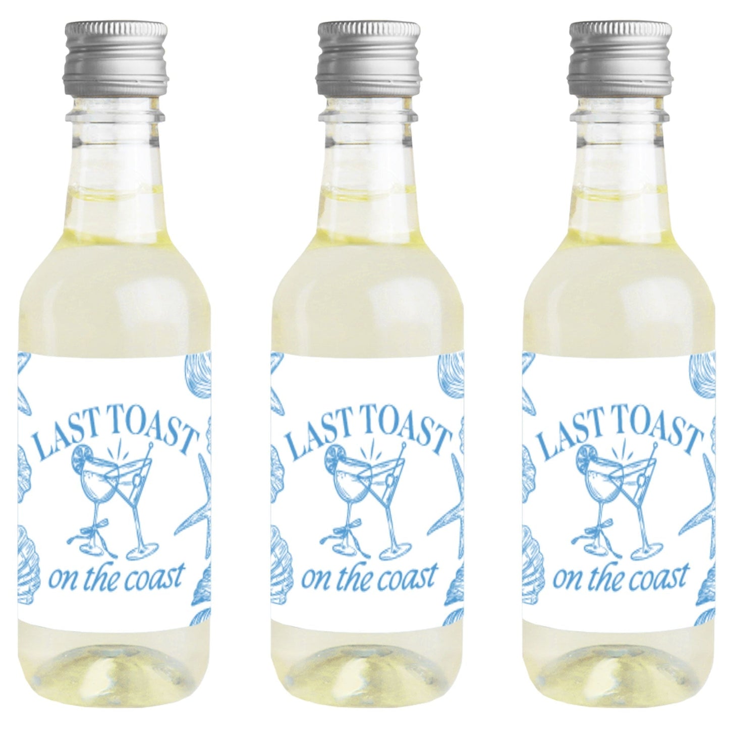 Last Toast on the Coast Mini Wine Bottle Labels - 16 Ct