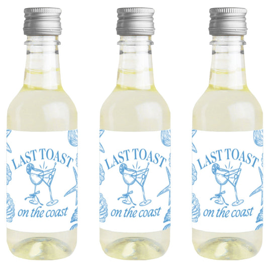 Last Toast on the Coast Mini Wine Bottle Labels - 16 Ct