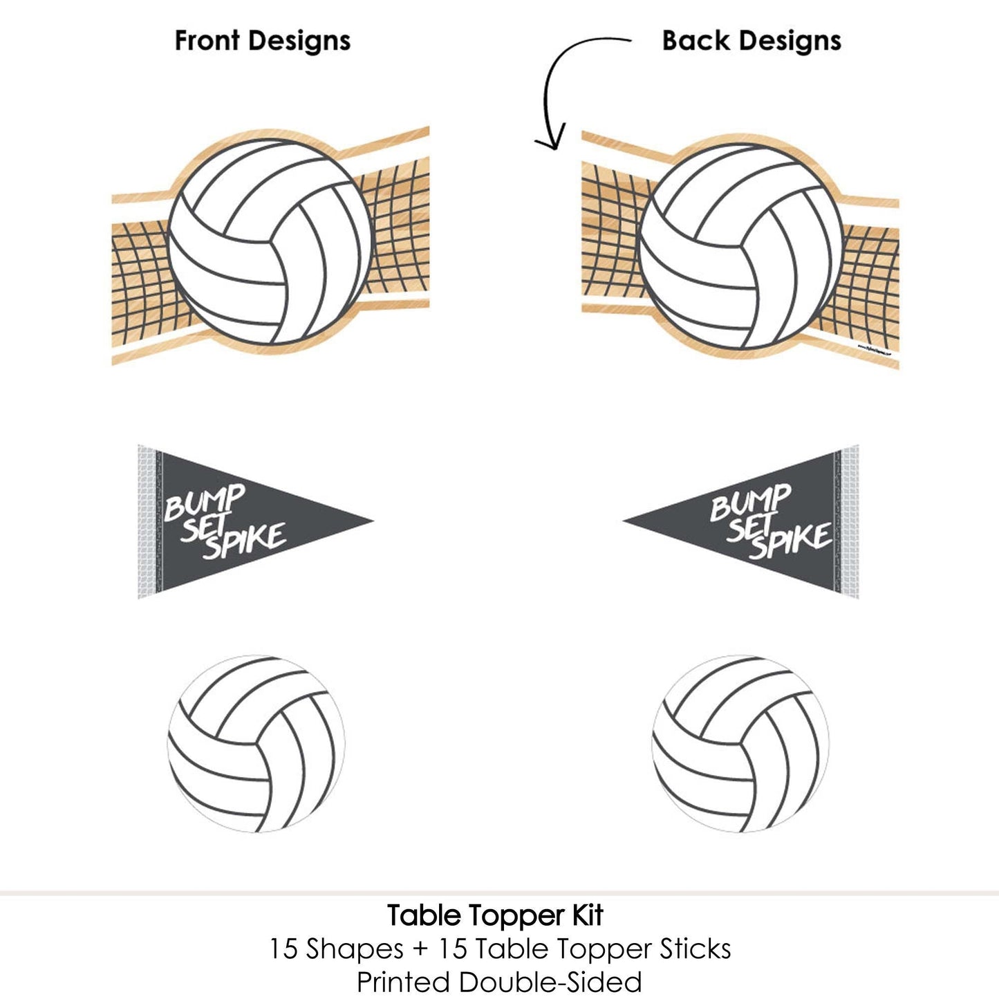Bump, Set, Spike - Volleyball - Baby Shower or Birthday Party Centerpiece Sticks - Table Toppers - Set of 15