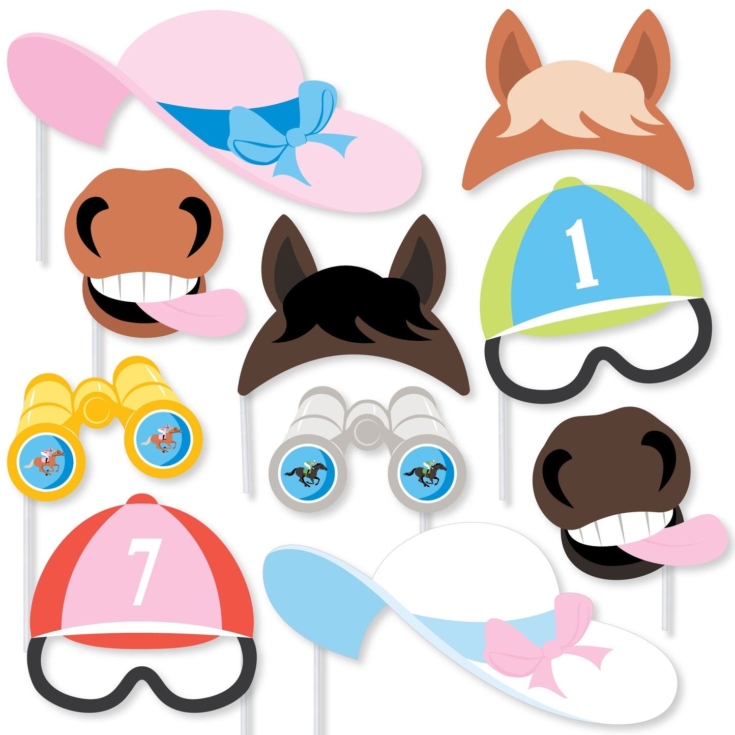 Derby Horse Race Glasses and Masks Photo Props - 10 Ct