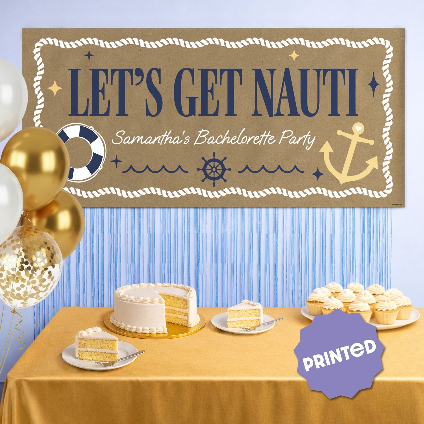 Custom Text Let's Get Nauti Kraft Banner