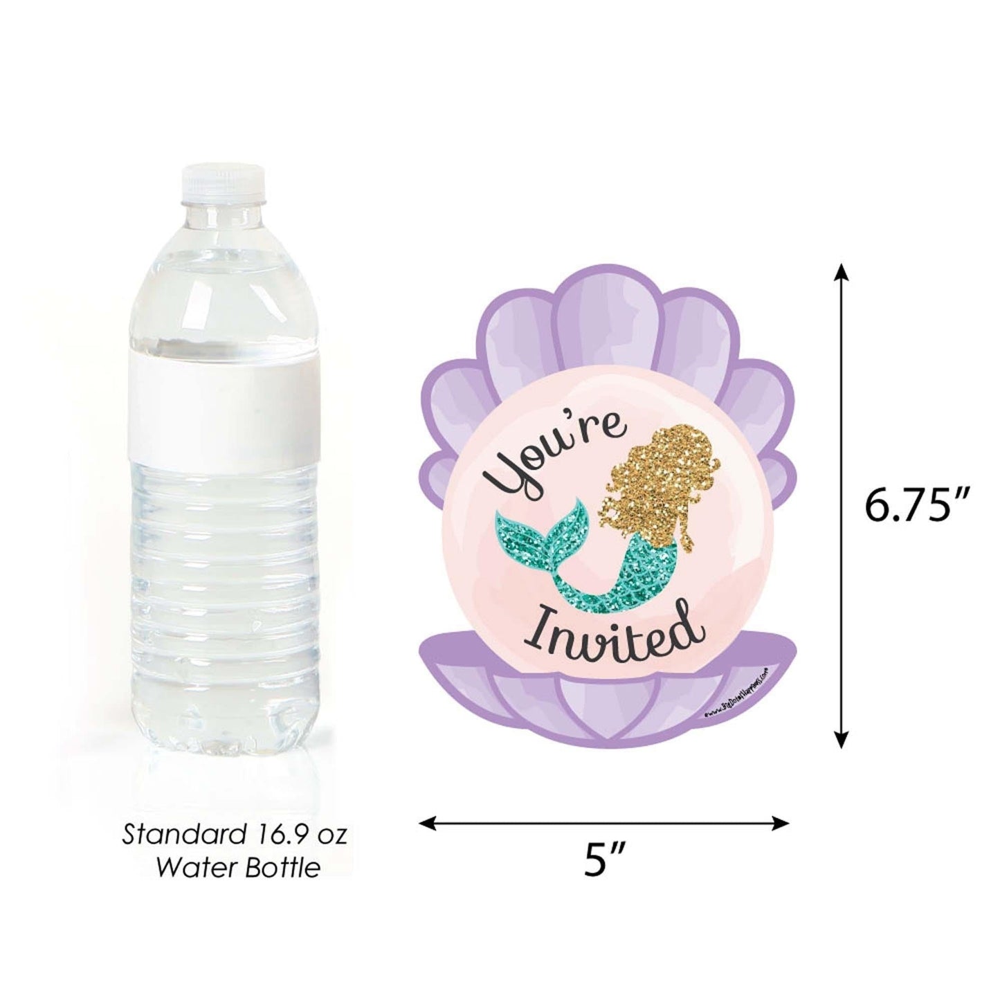 Let's Be Mermaids - Shaped Fill-In Invitations - Baby Shower or Birthday Party Invitation Cards with Envelopes - Set of 12