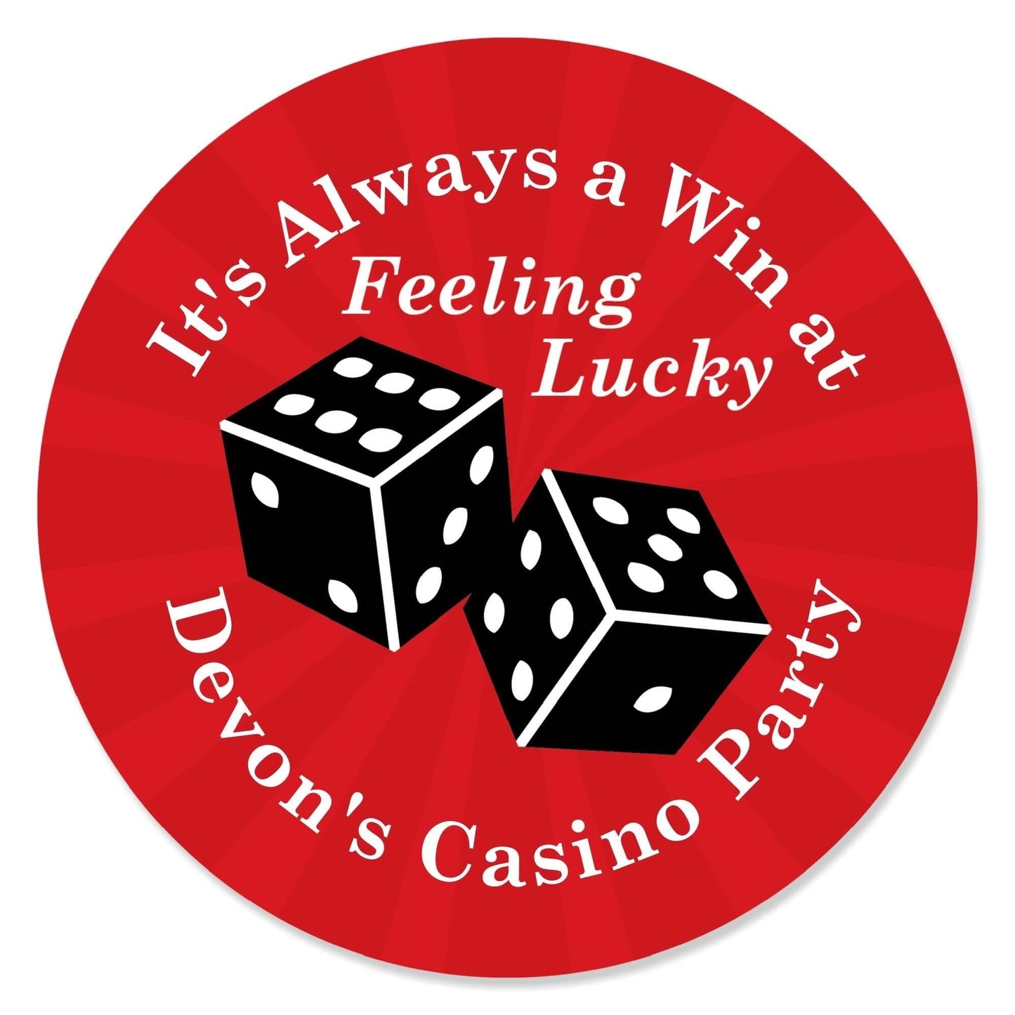 Las Vegas - Round Personalized Casino Party Circle Sticker Labels - 24 ct