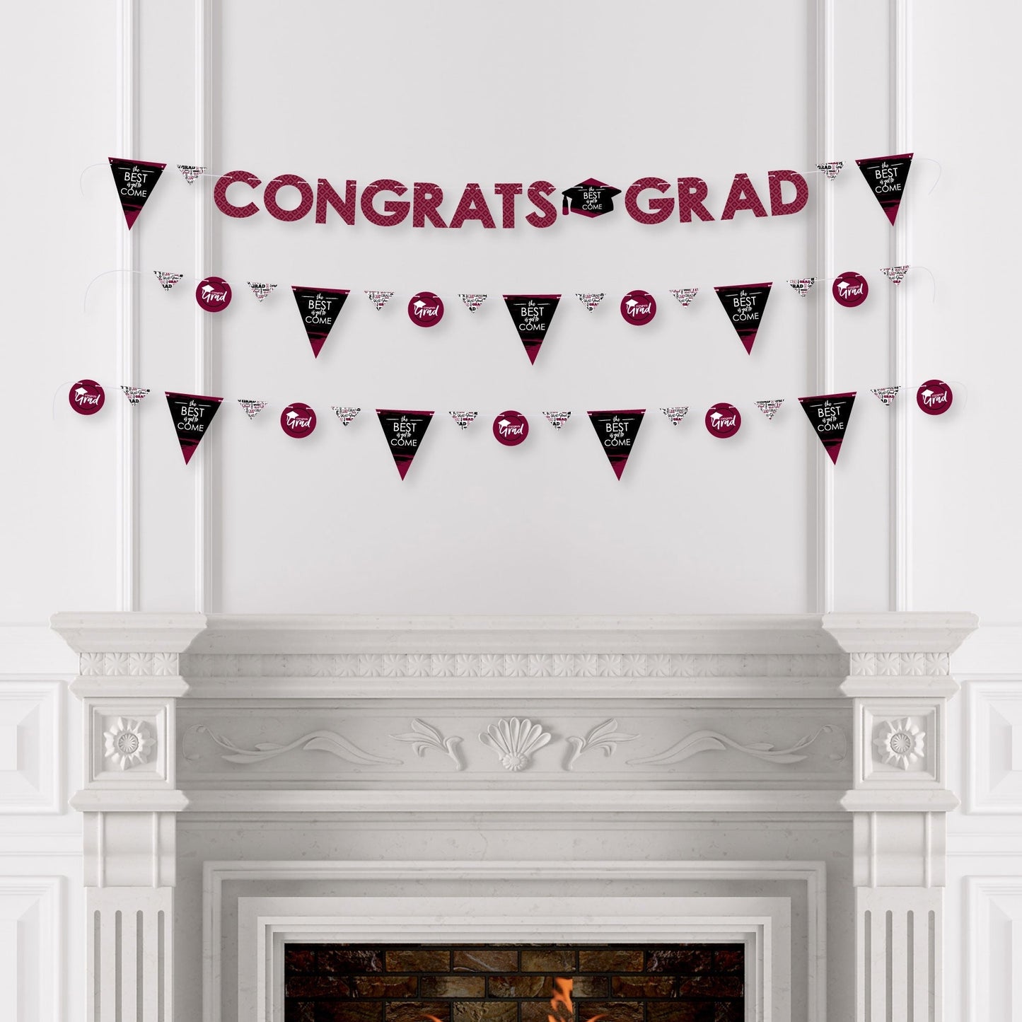 Maroon Grad - Best is Yet to Come - Maroon Graduation Party Letter Banner Decoration - 36 Banner Cutouts and Congrats Grad Banner Letters