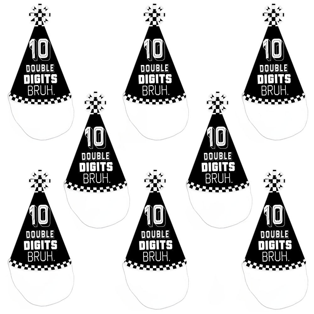 10th Birthday Bruh Cone Hat - 8 Ct