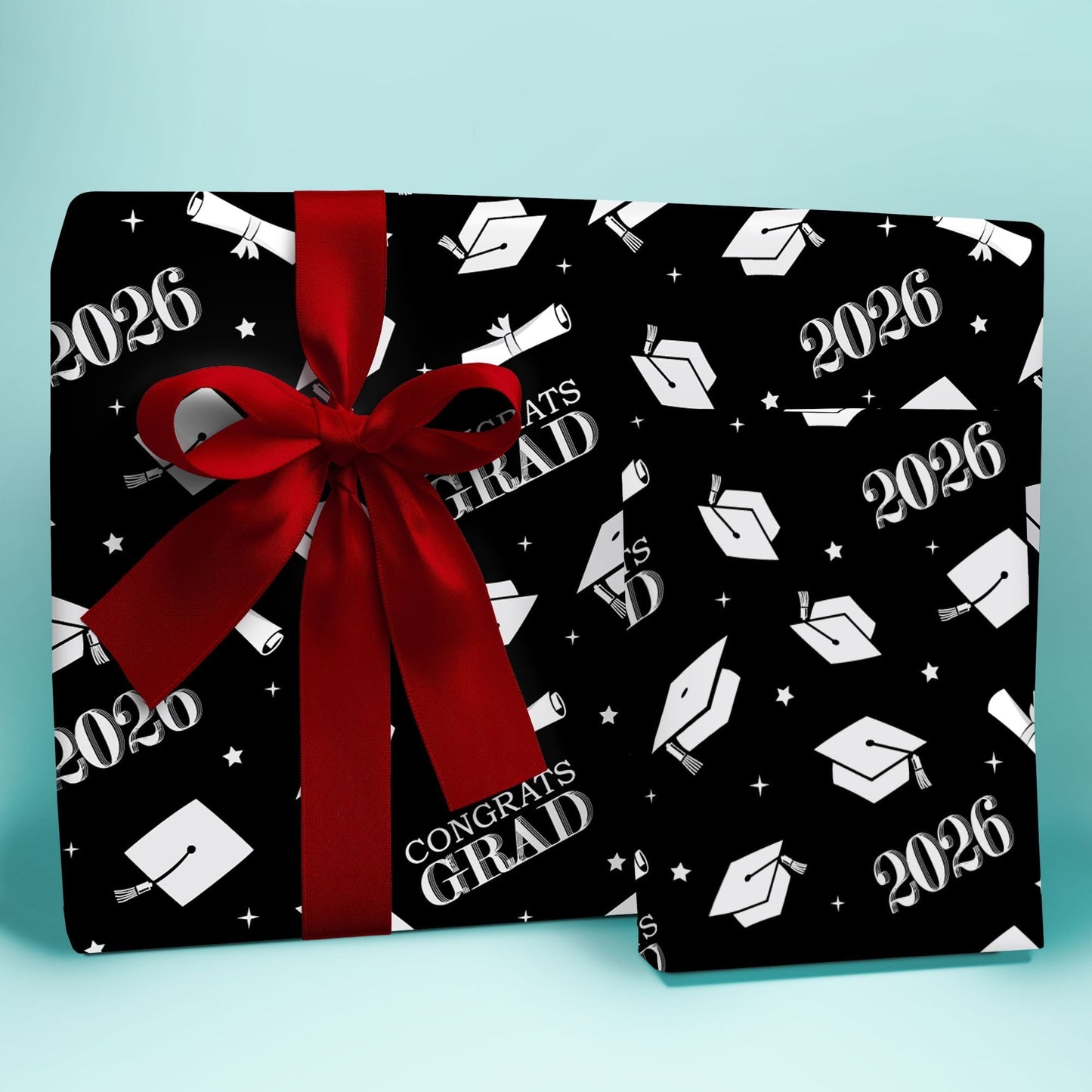 Black & Silver Graduation Wrapping Paper, Class of 2026