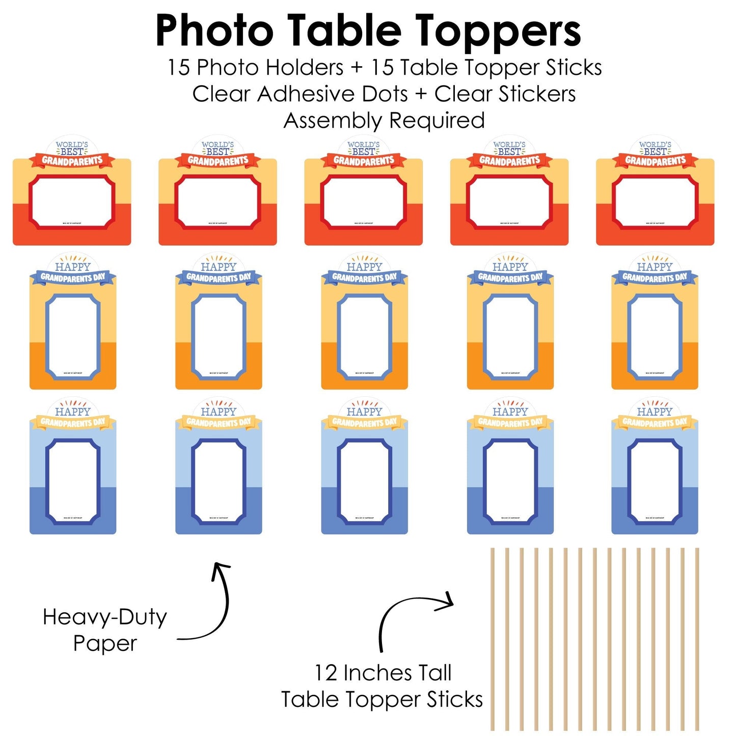 Colorful Grandparents Day Photo Table Toppers - 15 Pc