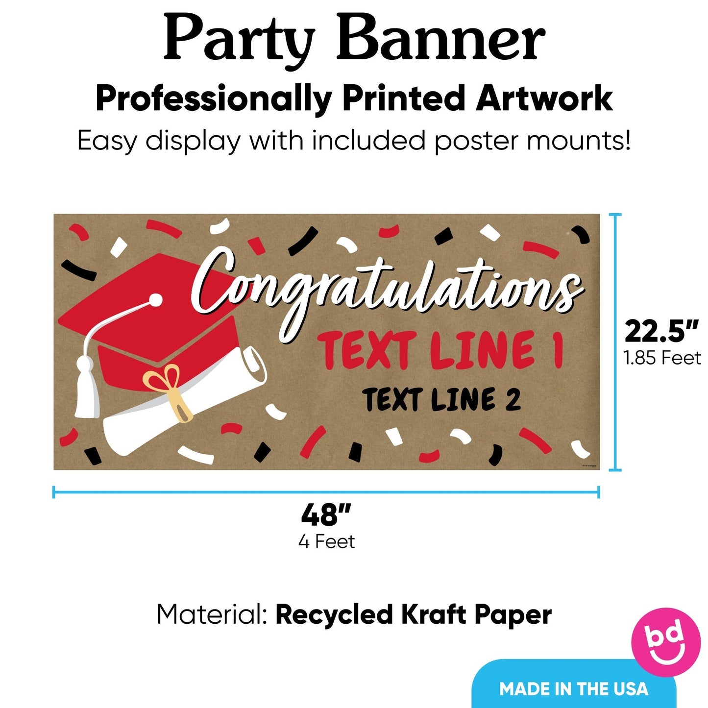 Custom Text Red Grad Kraft Banner