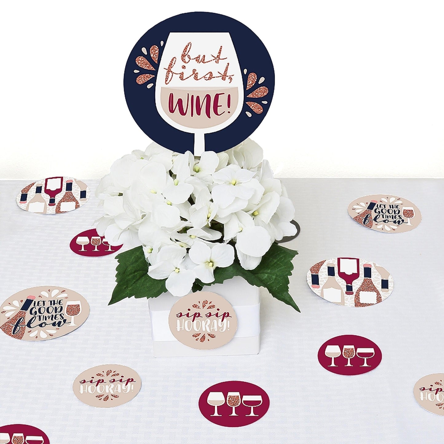 But First, Wine - Wine Tasting Party Giant Circle Confetti - Party Decorations - Large Confetti 27 Count