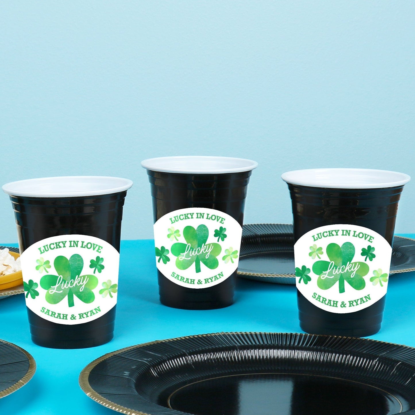 Custom Text Party Cups - Shamrock St. Patrick's Day - 16 Ct