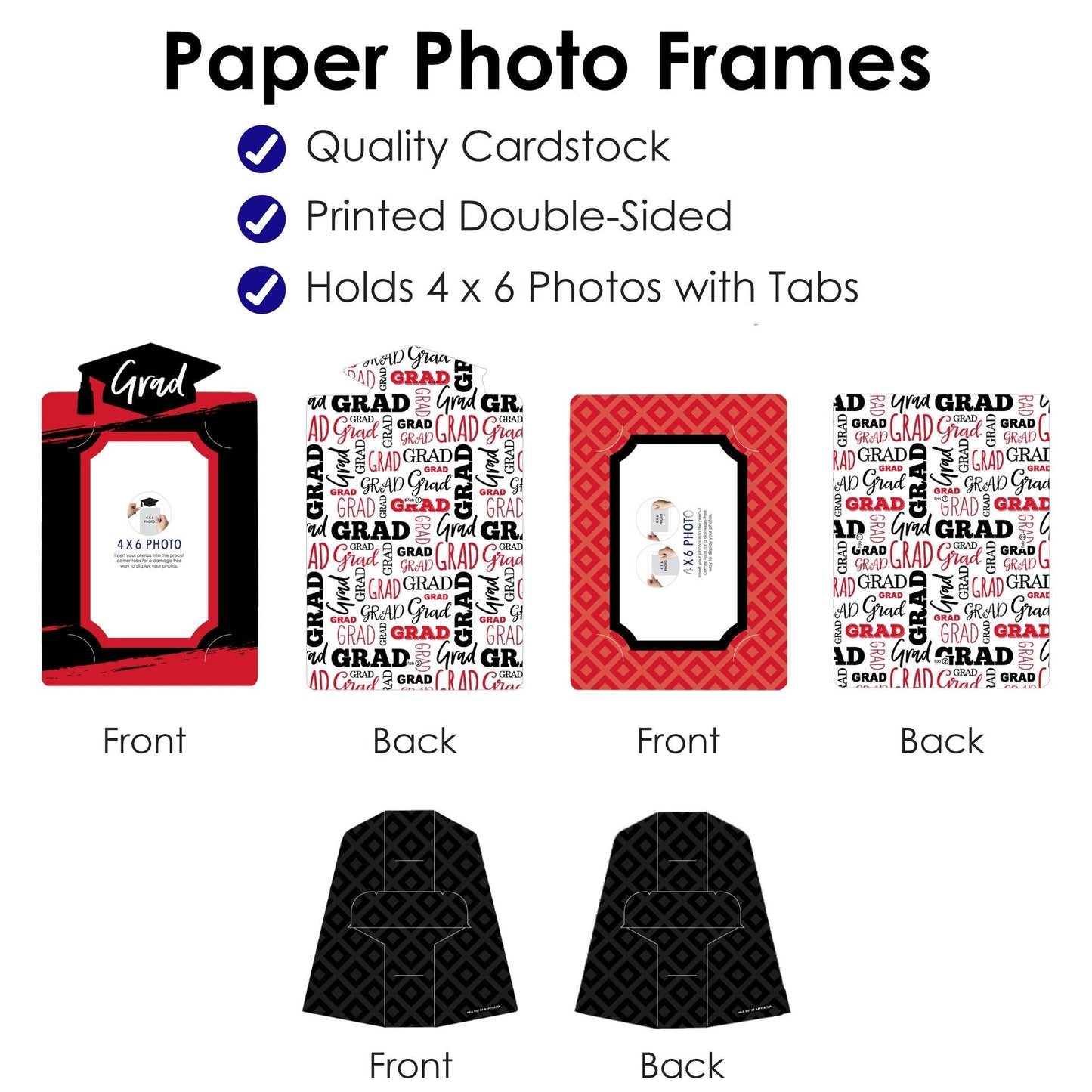 Red Grad - Best is Yet to Come - Red Graduation Party 4x6 Picture Display - Paper Photo Frames - Set of 12