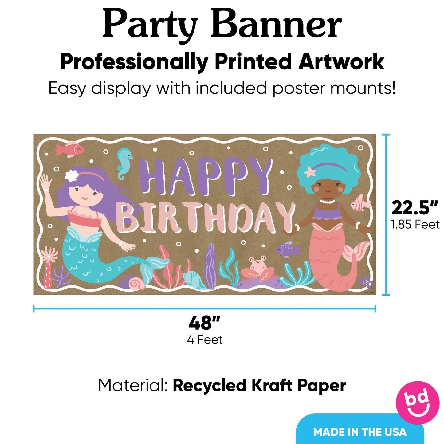 Mermaid Birthday Kraft Banner
