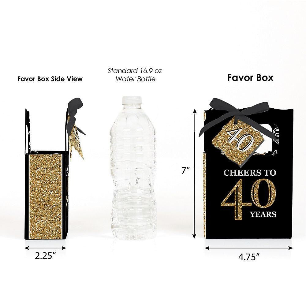 Adult 40th Birthday - Gold - Birthday Party Favor Boxes - Set of 12