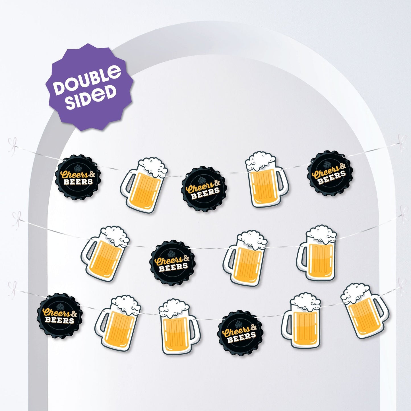 Cheers and Beers Garland Banner - 15 Pc