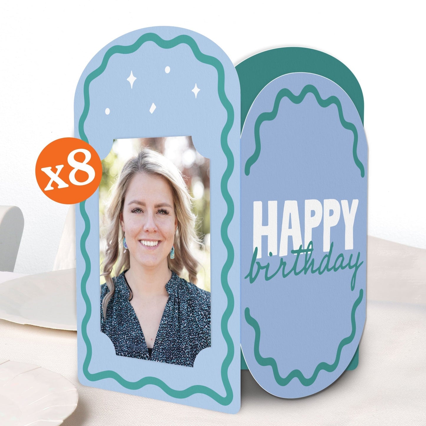 Wavy Birthday Photo Centerpieces - 8 Ct