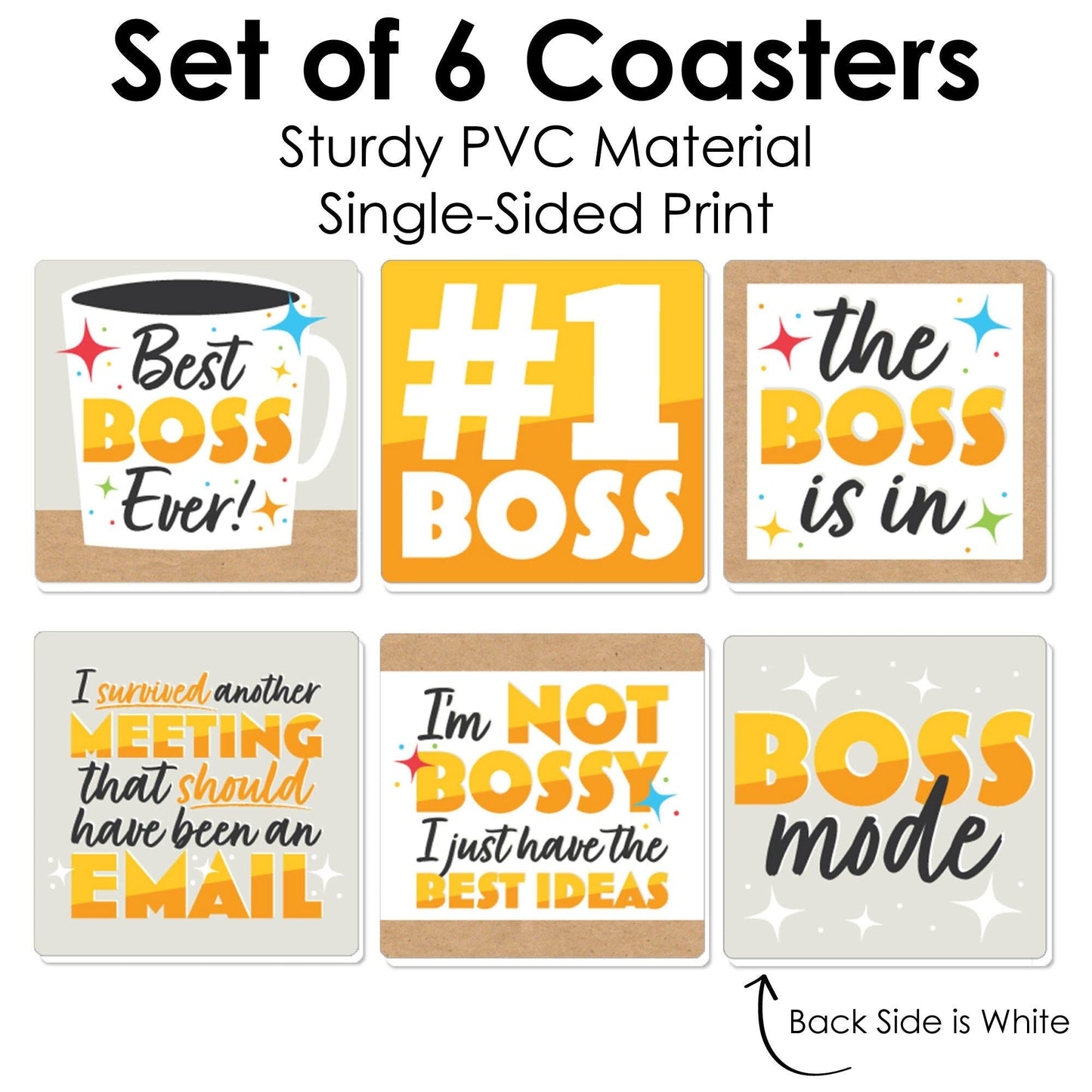 Happy Boss's Day - Funny Best Boss Ever Decorations - Drink Coasters - Set of 6