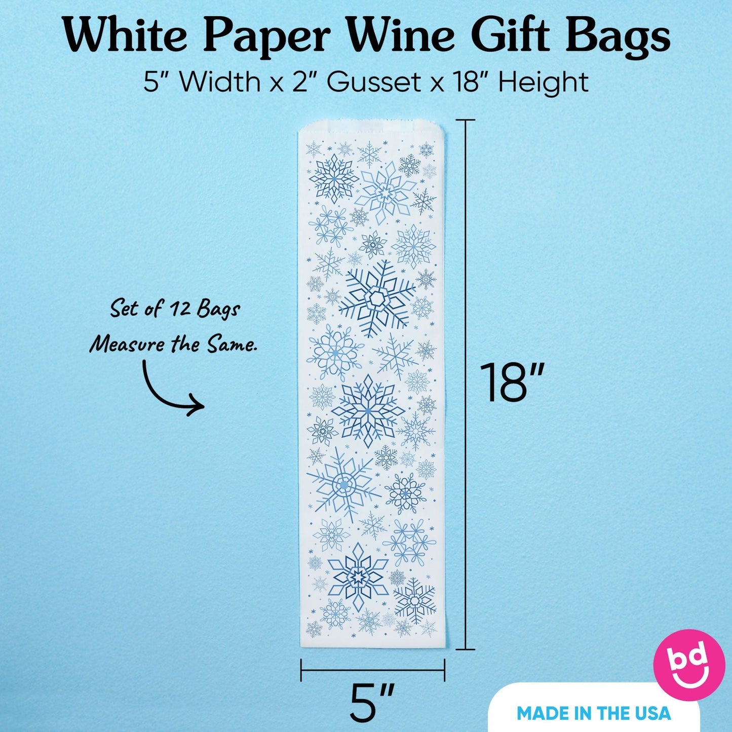 Wine Bags - Blue Snowflakes