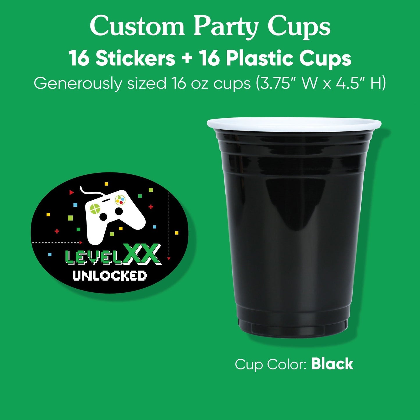 Custom Text Party Cups - Game Zone - 16 Ct