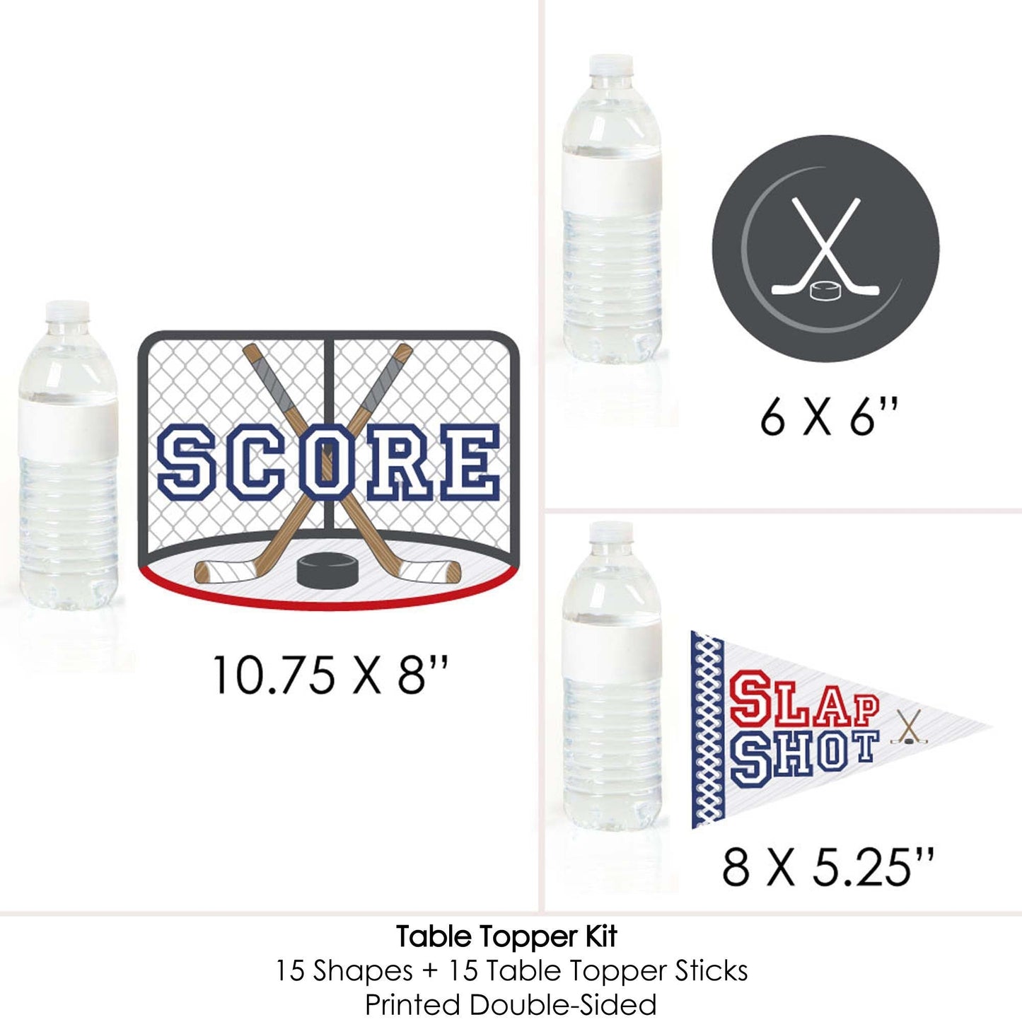 Shoots & Scores! - Hockey - Baby Shower or Birthday Party Centerpiece Sticks - Table Toppers - Set of 15