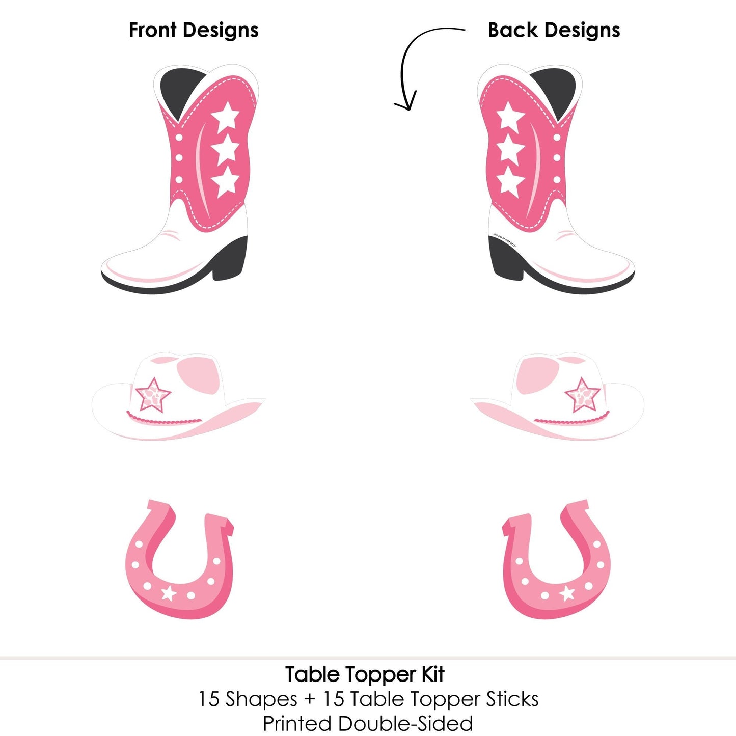 Rodeo Cowgirl - Pink Western Party Centerpiece Sticks - Table Toppers - Set of 15
