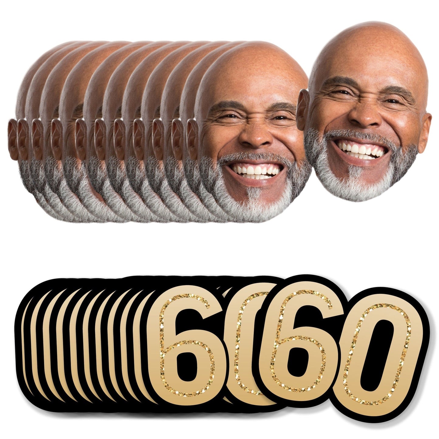Custom Photo 60th Birthday Cut-Outs - 24 Ct