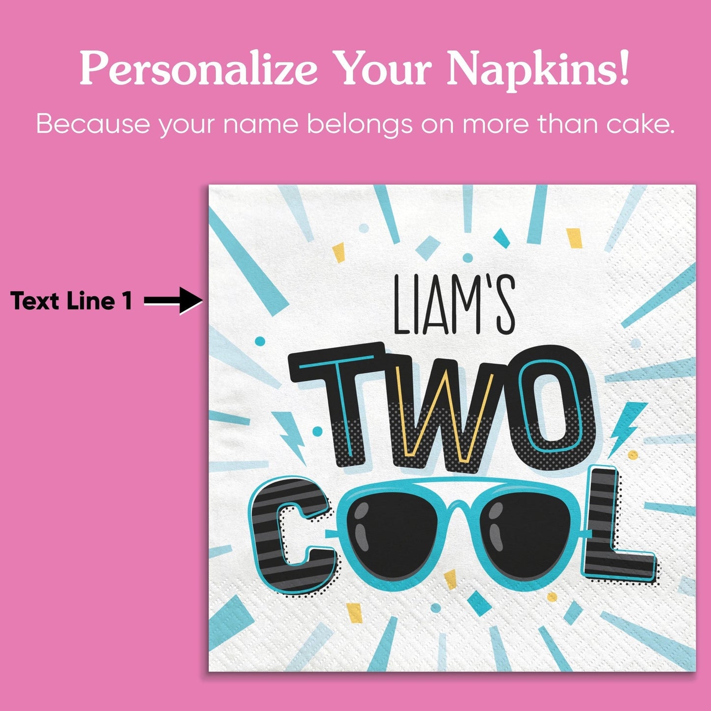 Custom Text Napkins - Two Cool Boy