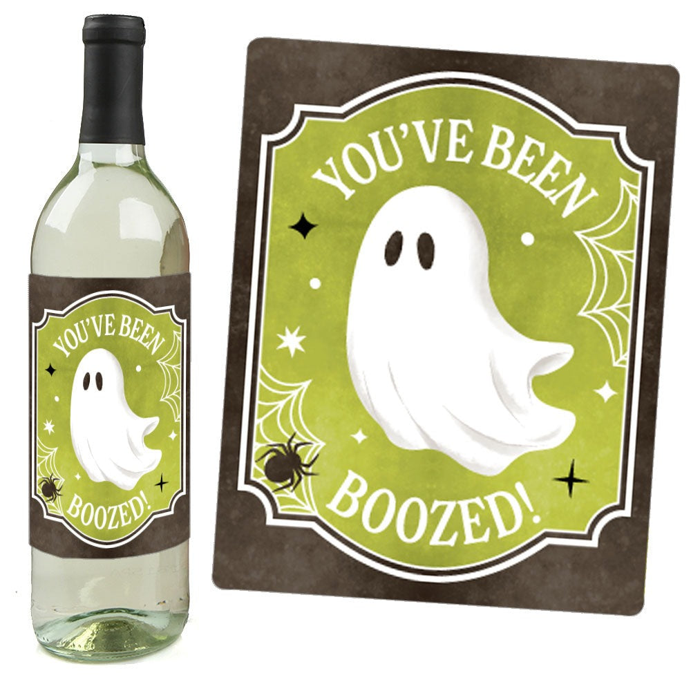Ghostly You've Been Booed - Wine Bottle Stickers - 4 Ct