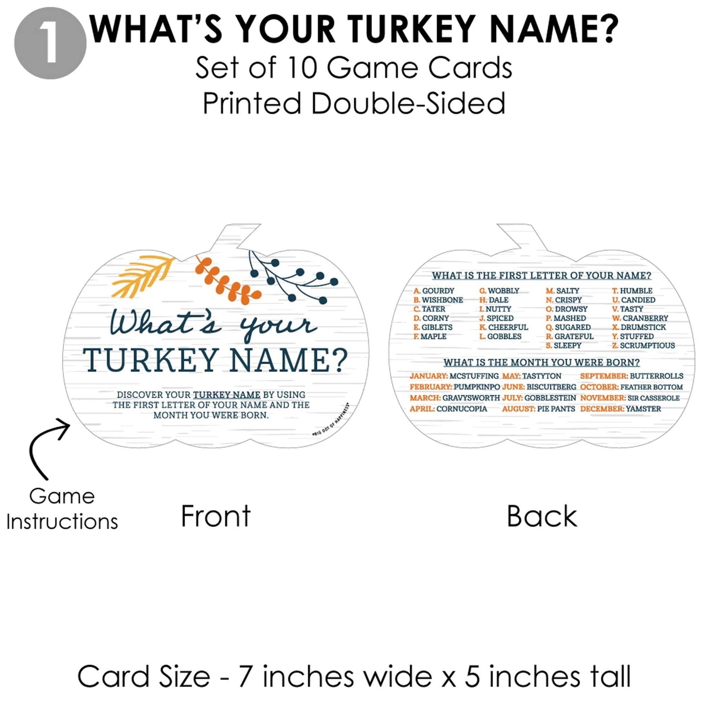 Happy Thanksgiving - 4 Fall Harvest Party Games - 10 Cards Each - What's Your Turkey Name, Photo Scavenger Hunt, This or That, Thankful A-Z - Gamerific Bundle